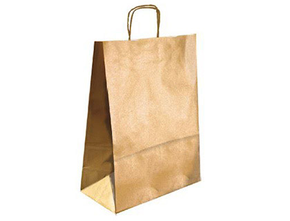 Bolsa Q-Connect kraft asa retorcida oro 240x100x310 mm.